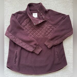 Abercrombie & Fitch Black maroon Snap Up Fleece Pullover Sz xl nwot